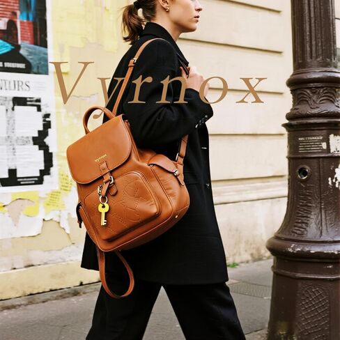 Women Vintage Genuine Leather Shoulder Bag Multifunctional Large Capacity Embossed Backpack (Black) in Saudi Arabia