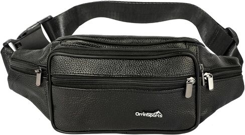 Leather Fanny Pack for Men Women,Genuine Leather Waist Belt Bag with Adjustable Strap Belt Hip Bag with Multi-Pockets for Travel Sports Running Cycling Hiking in Saudi Arabia