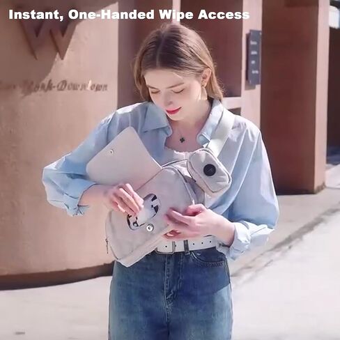 حقيبة حفاضات صغيرة من MYHOZEE - حقيبة أطفال مع وسادة تغيير مقاومة للماء وموزع مناديل مبللة من النايلون مبطنة للأم والطفل ومحفظة حفاضات صغيرة الحجم وحقائب كروس للجسم in Kuwait