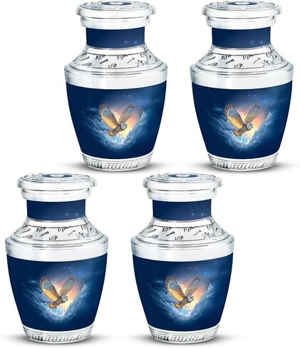 Owl Cremation Urn for Human Ash - Burial Urns for Adult Female Ash - Decorative Urns for Mom & Dad Ash - Memorial Urn for Human Remains - Funeral Keepsake - Combo 5 - Large 10 Inch & 3 Inch in Saudi Arabia