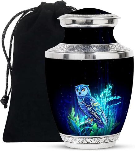 Owl Cremation Urn for Human Ash - Burial Urns for Adult Female Ash - Decorative Urns for Mom & Dad Ash - Memorial Urn for Human Remains - Funeral Keepsake - Combo 5 - Large 10 Inch & 3 Inch in Saudi Arabia