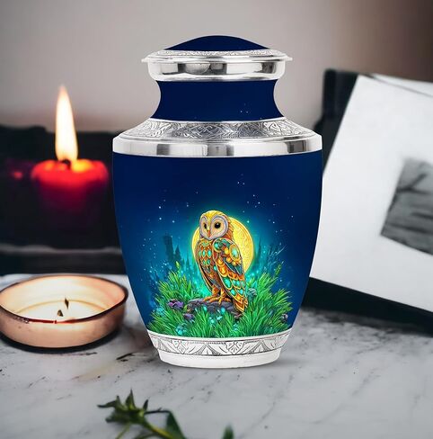 Owl Cremation Urn for Human Ash - Burial Urns for Adult Female Ash - Decorative Urns for Mom & Dad Ash - Memorial Urn for Human Remains - Funeral Keepsake - Combo 5 - Large 10 Inch & 3 Inch in Saudi Arabia