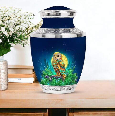 Owl Cremation Urn for Human Ash - Burial Urns for Adult Female Ash - Decorative Urns for Mom & Dad Ash - Memorial Urn for Human Remains - Funeral Keepsake - Combo 5 - Large 10 Inch & 3 Inch in Saudi Arabia