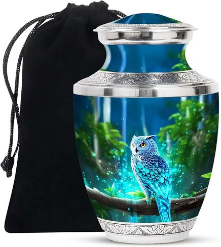Owl Cremation Urn for Human Ash - Burial Urns for Adult Female Ash - Decorative Urns for Mom & Dad Ash - Memorial Urn for Human Remains - Funeral Keepsake - Combo 5 - Large 10 Inch & 3 Inch in Saudi Arabia
