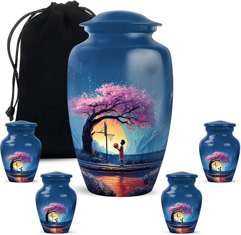 Yatskia Basketball at Spring Small Urns for Human Ashes Keepsake Adult, Decorative Large Funeral Urn for Adult Ashes, (Classic 10 Inch and 3 Inch) in Saudi Arabia