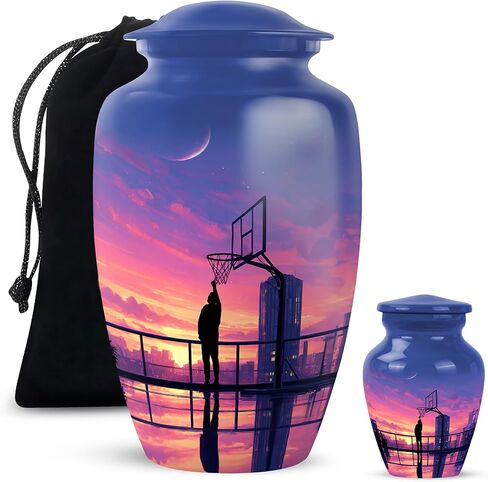 Yatskia Basketball at Spring Small Urns for Human Ashes Keepsake Adult, Decorative Large Funeral Urn for Adult Ashes, (Classic 10 Inch and 3 Inch) in Saudi Arabia