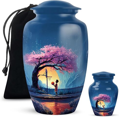 Yatskia Basketball at Spring Small Urns for Human Ashes Keepsake Adult, Decorative Large Funeral Urn for Adult Ashes, (Classic 10 Inch and 3 Inch) in Saudi Arabia