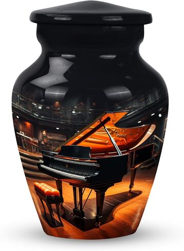 بيانو جميل المظهر، جرة حرق سيراميك سوداء كبيرة للرماد البشري، جرة مزخرفة مع غطاء/قابس قابل للإزالة in Kuwait