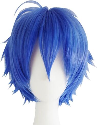 Short Anime Wig Layered Synthetic Wig Cosplay Party Wig Fluffy Hair Wig Halloween Costume Wig Fancy Dress Wig Carnival Night Club Wig for Women Men Light Blue in Saudi Arabia