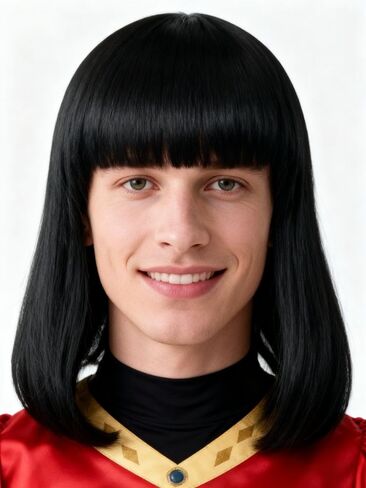 Men's Grey Short Wig and Beard Set Christmas and Carnival Party Wig(Gray/Short Frizz) in Saudi Arabia