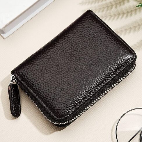 Genuine Leather Wallet,RFID Blocking Luxury Ladies Zipper Coin Purse For Women（black） in Saudi Arabia