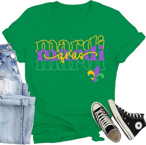 Mardi Gras Shirts for Women Fat Tuesday Carnival T-Shirt New Orleans Mardi Gras Outfits in Saudi Arabia