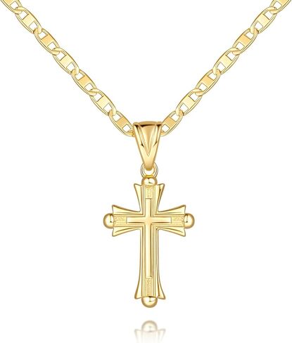 Cross Necklace for Women 14K Gold Plated Cross Necklaces for Women Double Cross Pendant Gold Plated Cross Chain Non-Tarnish Cross Jewelry Womens Gifts 48cm Mariner Chain in Saudi Arabia