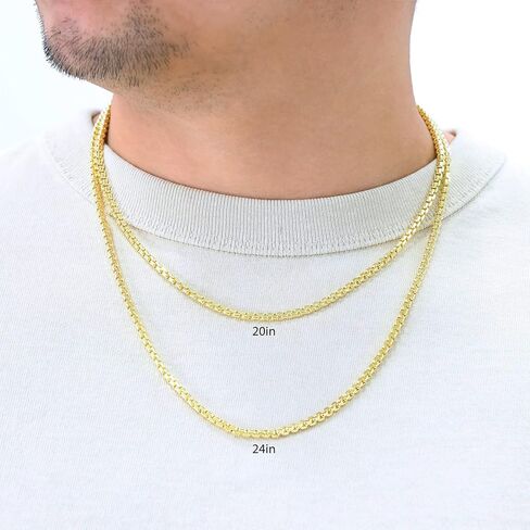 Nuragold 14k Real Yellow Gold Round Box 3.5mm Venetian LInk Chain Necklace (16"-30") Italian Jewelry for Men & Women in Saudi Arabia