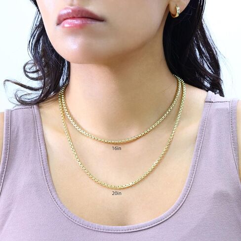Nuragold 14k Real Yellow Gold Round Box 3.5mm Venetian LInk Chain Necklace (16"-30") Italian Jewelry for Men & Women in Saudi Arabia