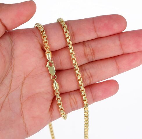 Nuragold 14k Real Yellow Gold Round Box 3.5mm Venetian LInk Chain Necklace (16"-30") Italian Jewelry for Men & Women in Saudi Arabia