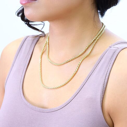 Nuragold 14k Real Yellow Gold Round Box 3.5mm Venetian LInk Chain Necklace (16"-30") Italian Jewelry for Men & Women in Saudi Arabia