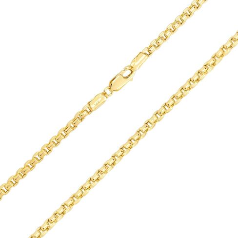 Nuragold 14k Real Yellow Gold Round Box 3.5mm Venetian LInk Chain Necklace (16"-30") Italian Jewelry for Men & Women in Saudi Arabia