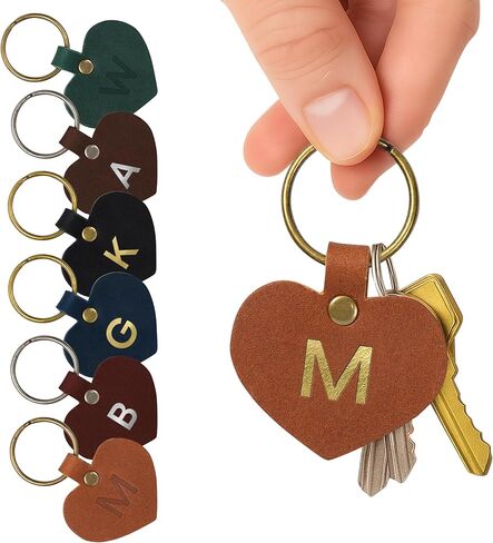 Custom Leather Circle Key Fob/Charm. Monogrammed Personalized Full Grain Leather Key Chain. Made In USA. Silver/Gold Foil Options. in Kuwait