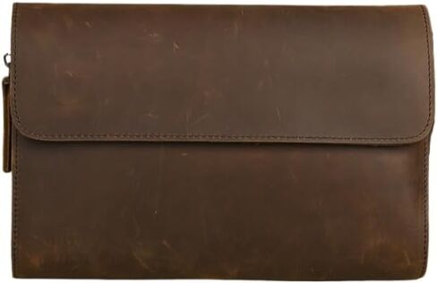 Men's Vintage Crazy Horse Leather Clutch Bag - Multipurpose RFID Blocking Travel Purse & Business Handbag in Kuwait