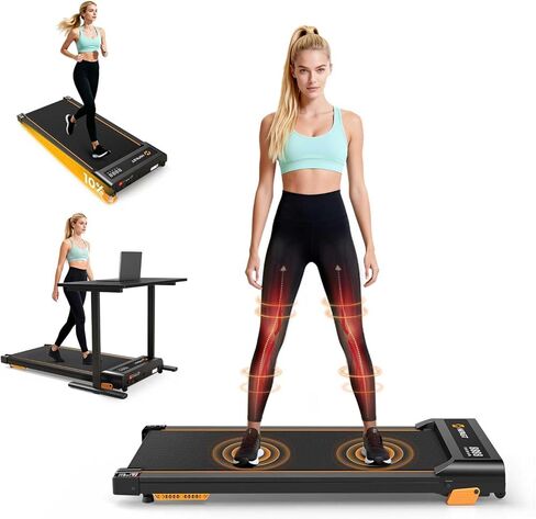 وسادة المشي، جهاز مشي تحت المكتب مع ميل، جهاز مشي محمول بسعة 300 رطل للمكتب المنزلي، جهاز مشي مكتبي صغير 2 في 1 مع جهاز تحكم عن بعد، شاشة LED in Kuwait