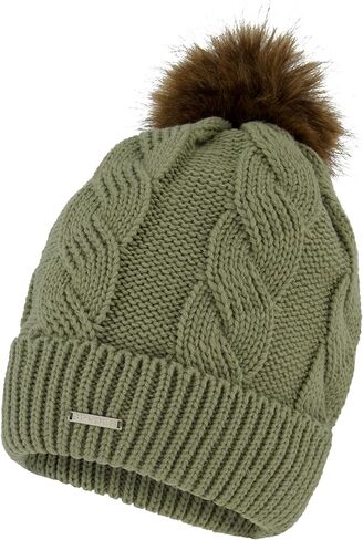 Spyder Womens Cable Knit Pom Pom Beanie with Ribbed Cuff in Saudi Arabia