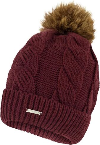 Spyder Womens Cable Knit Pom Pom Beanie with Ribbed Cuff in Saudi Arabia