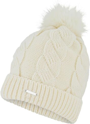 Spyder Womens Cable Knit Pom Pom Beanie with Ribbed Cuff in Saudi Arabia