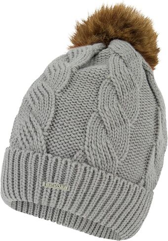 Spyder Womens Cable Knit Pom Pom Beanie with Ribbed Cuff in Saudi Arabia