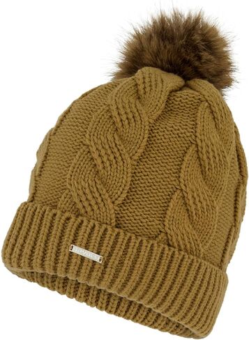 Spyder Womens Cable Knit Pom Pom Beanie with Ribbed Cuff in Saudi Arabia