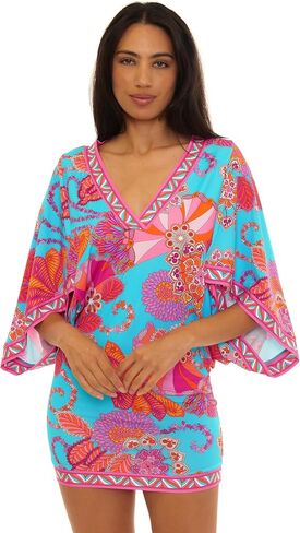 Trina Turk womens V-neck Casablanca Tunic, V-neck, Casual, Beach Cover Ups for Women in Kuwait