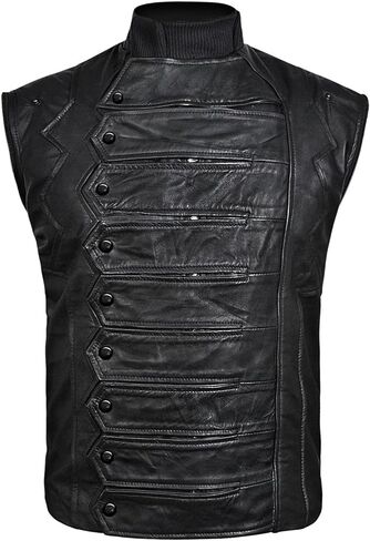 Bucky Straps Black Detachable Sleeves Vest Jacket 2 in 1 Style - Real Leather in Kuwait