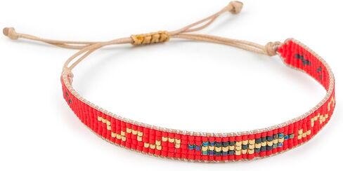 Handmade Beaded Bracelet – Adjustable Boho Friendship Wristband – Tribal Artisan Style in Red, White, and Multicolor Designs – 3 Unique Patterns in Saudi Arabia