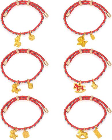 6 Pcs 2026 Chinese New Year Beaded Charm Bracelets Gold Year of Horse Charm Beaded Stretch Bracelet Chinese Zodiac Good Luck Bracelet for Women Men Spring Festival Blessing Gift in Saudi Arabia
