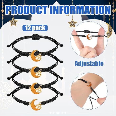 24 Pack Eid Mubarak Adjustable Bracelet Gifts Muslim Islamic Eid al Fitr Bracelet Islam Tasbih Allah for Women Men in Saudi Arabia