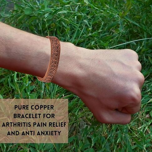 Handmade Pure Copper Bracelet for Women and Men - Thickest Copper Bracelet for Pain Relief and Stress Relief - Adjustable Carved Copper Bracelets to Fit many Size Wrist -The most ideal thickness, with a thickness of 2 mm, easy to shape. (Plain) in Saudi Arabia