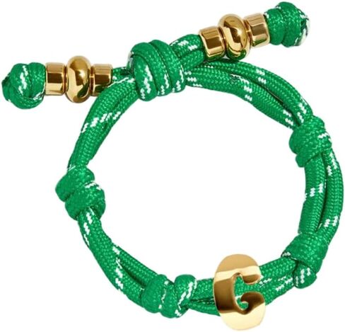 VLINRAS Green Knotted Bracelet Bubble Initial Bracelet Rope Knotty Puffy Letter Charm Personalized Jewelry in Saudi Arabia