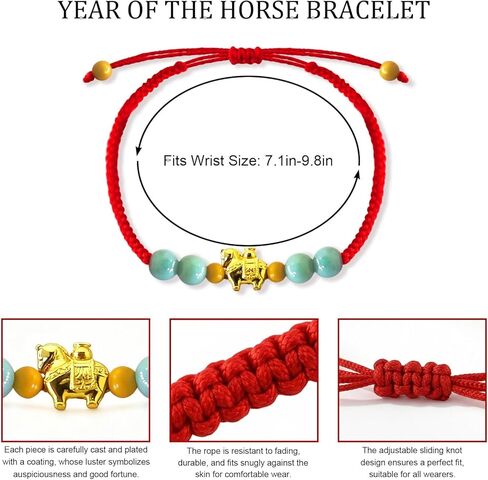 ALIBBON 2026 Chinese New Year of Horse Bracelet Chinese Zodiac Animal Amulet Bracelets Jewelry Gifts for Women Men in Saudi Arabia