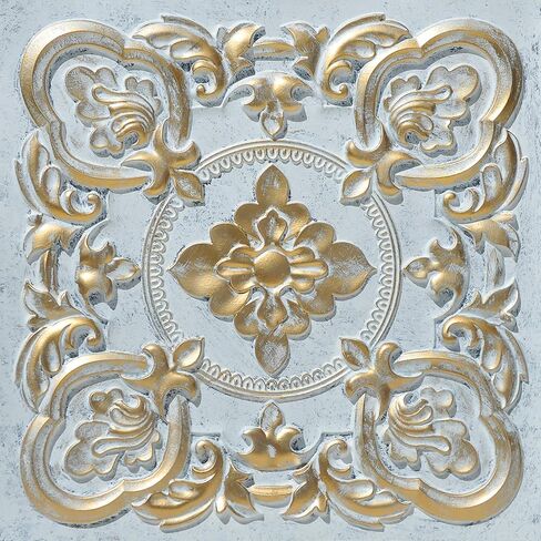 من عادي إلى جميل في ساعات DCT30agwg-24x24-10 Gaby PVC 2 × 2 بوصة غراء أو بلاط سقف قابل للوضع (علبة / 40 قدم مربع)، ذهب أبيض قديم، 10 in Kuwait