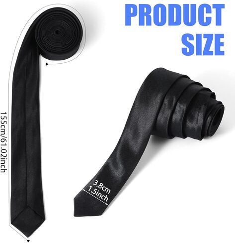 Skinny Tie Men Women Halloween Black Ties Skinny Solid Pure Color Thin Ties Plain Formal Slim Neckties Extra Long SlimTie For Adults Any Age Halloween Costume Matching in Saudi Arabia