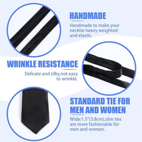 Skinny Tie Men Women Halloween Black Ties Skinny Solid Pure Color Thin Ties Plain Formal Slim Neckties Extra Long SlimTie For Adults Any Age Halloween Costume Matching in Saudi Arabia