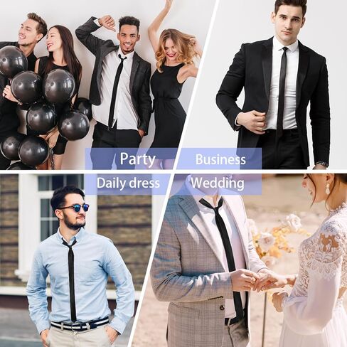 Skinny Tie Men Women Halloween Black Ties Skinny Solid Pure Color Thin Ties Plain Formal Slim Neckties Extra Long SlimTie For Adults Any Age Halloween Costume Matching in Saudi Arabia