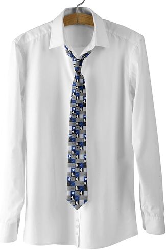 Feelyou Ice Hockey Novelty Tie Gift for Men Blue Grey Black Winter Sports Games Novelty Tie Gift for Men Hockey Pucks Player Men's Ties Geometric Stripes Patchwork in Saudi Arabia