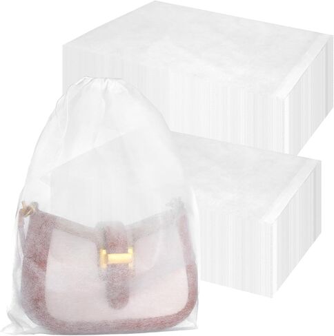 100PCS Dust Bags for Handbags 15x19 inch, Non Woven Purse Dust Cover Bags for Storage, Breathable Cloth Storage Pouch with Drawstring for Shoe Boots Purses Home Travel Closet Organizer in Saudi Arabia