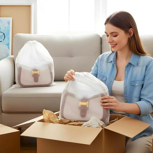 100PCS Dust Bags for Handbags 15x19 inch, Non Woven Purse Dust Cover Bags for Storage, Breathable Cloth Storage Pouch with Drawstring for Shoe Boots Purses Home Travel Closet Organizer in Saudi Arabia