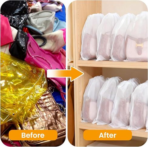 100PCS Dust Bags for Handbags 15x19 inch, Non Woven Purse Dust Cover Bags for Storage, Breathable Cloth Storage Pouch with Drawstring for Shoe Boots Purses Home Travel Closet Organizer in Saudi Arabia