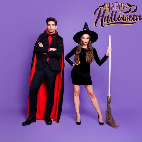 Halloween Vampire Hooded Cape, Unisex Reversible Cloak with Hood Halloween Witch Cape for Party Cosplay Costumes in Saudi Arabia