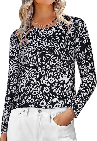 Long Sleeve Shirts for Women Basic Crew Neck Fall Tops Casual Fit T Shirts in Saudi Arabia