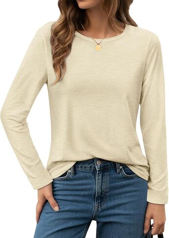 Long Sleeve Shirts for Women Basic Crew Neck Fall Tops Casual Fit T Shirts in Saudi Arabia