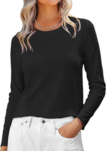 Long Sleeve Shirts for Women Basic Crew Neck Fall Tops Casual Fit T Shirts in Saudi Arabia